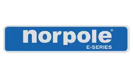 The norpole e-series logo is blue and white on a white background.