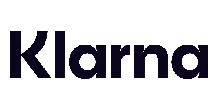 A black and white logo for klarna on a white background.