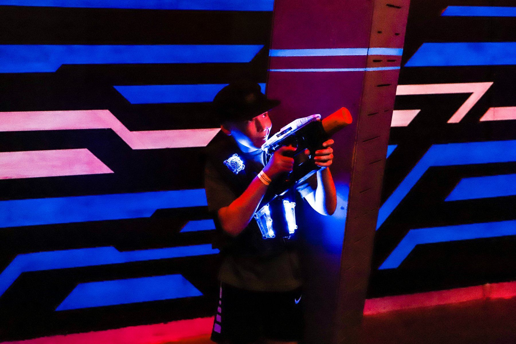 Youth having fun playing laser tag
