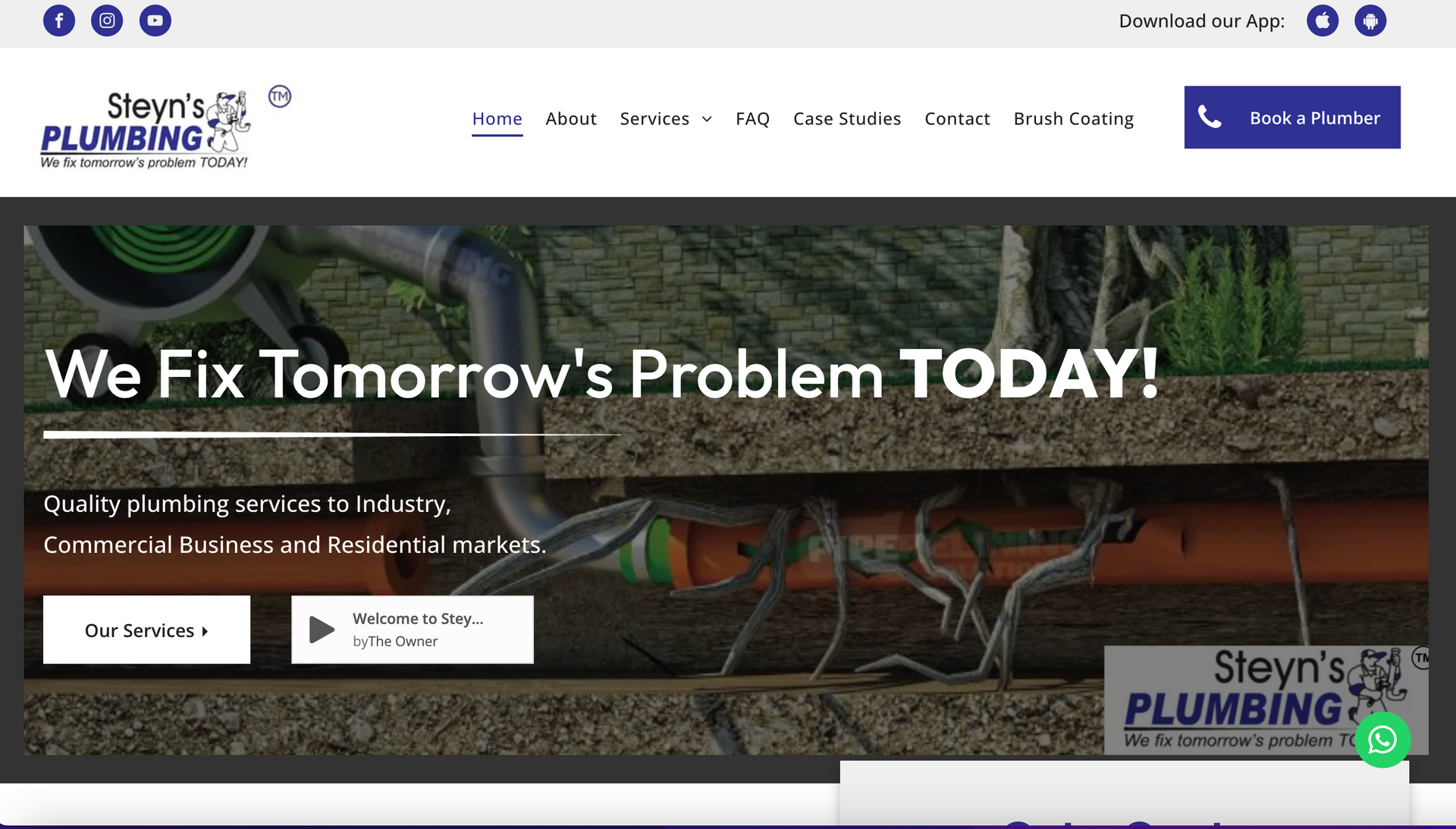 Pivot2Connect designed the interactive website for Steyn's Plumbing in Pretoria East.