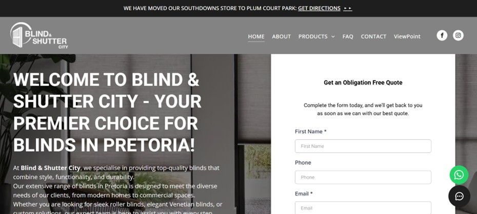 Pivot2Connect designed the exceptional website for Blind & Shutter City Pretoria.