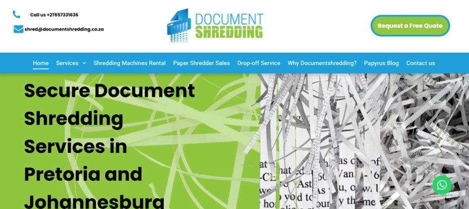 Pivot2Connect designed the interactive, responsive website for Documentshredding in Centurion.