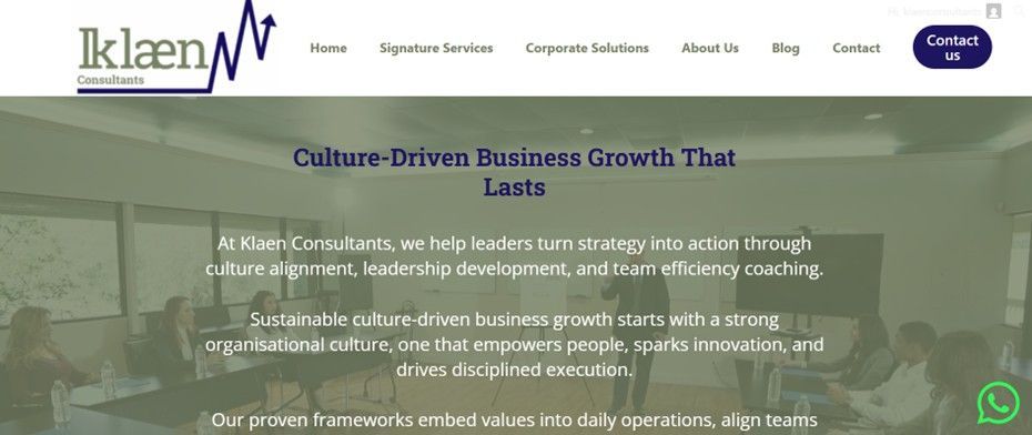 Image Klaen Consulting in Pretoria East website. 