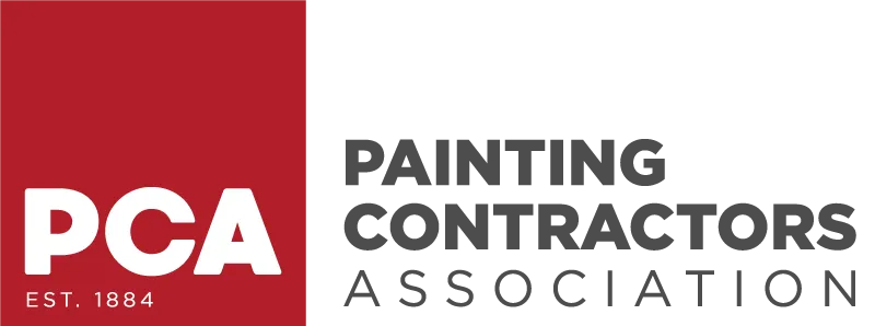 The logo for the painting contractors association is red and white.