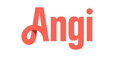 The word angi is written in red on a white background.