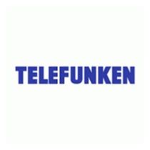 Logotipo de texto de TELEFUNKEN en azul sobre fondo blanco.
