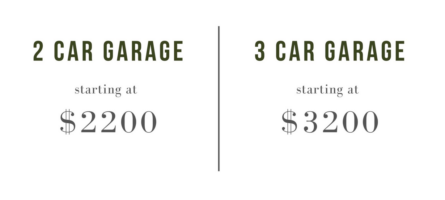 two car garages are starting at $ 3200 and three car garages are starting at $ 3200 .