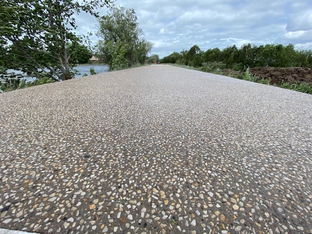 Close-up of a new footpath