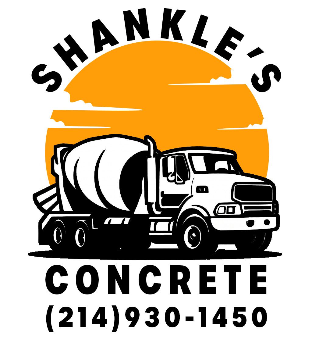 Logo for Shankle's Concrete: a concrete truck in front of an orange sun, with company name and phone number.