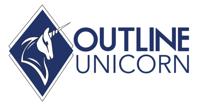 The logo for outline unicorn has a unicorn on it