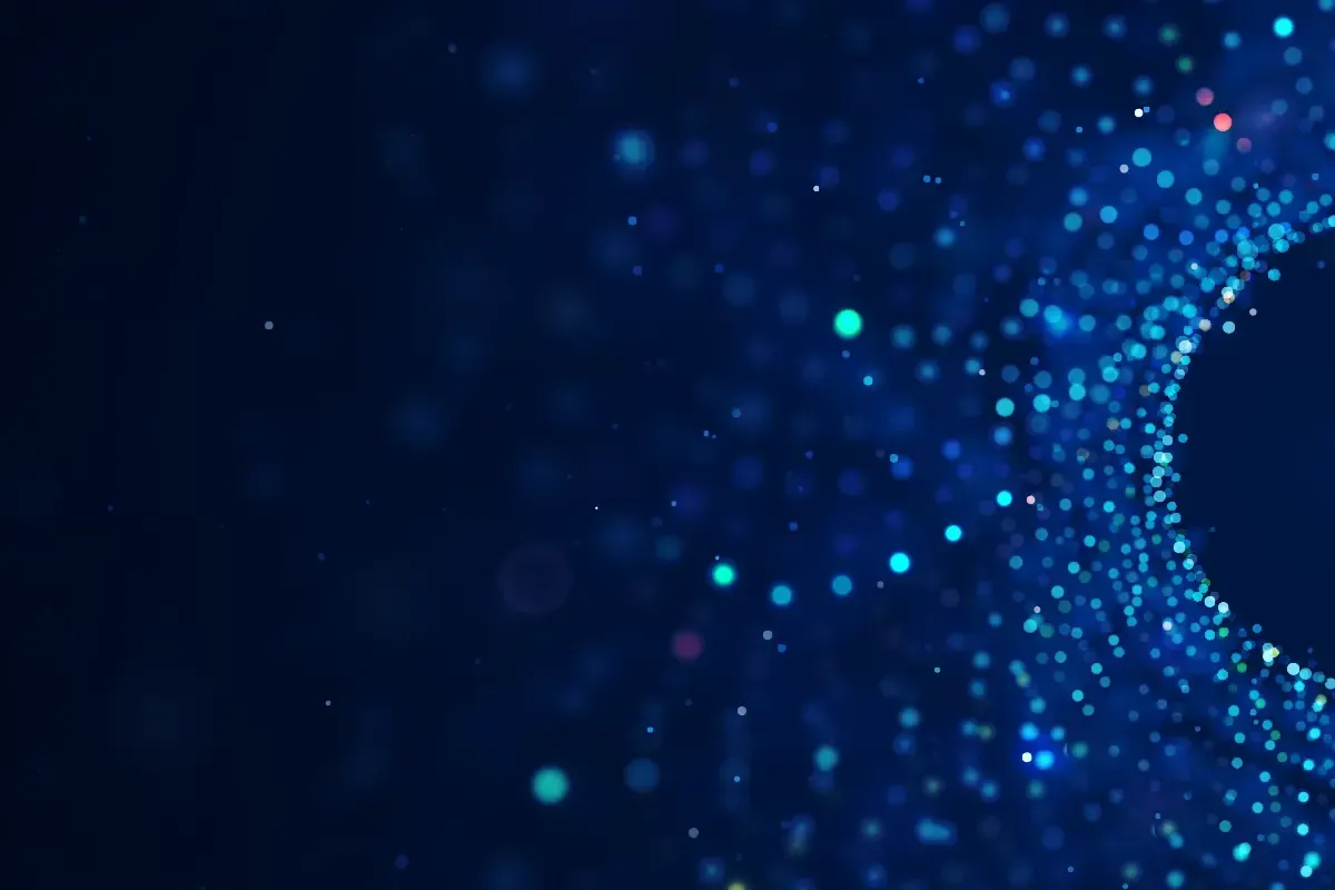 Imagem abstrata de pontos brilhantes formando um circulo