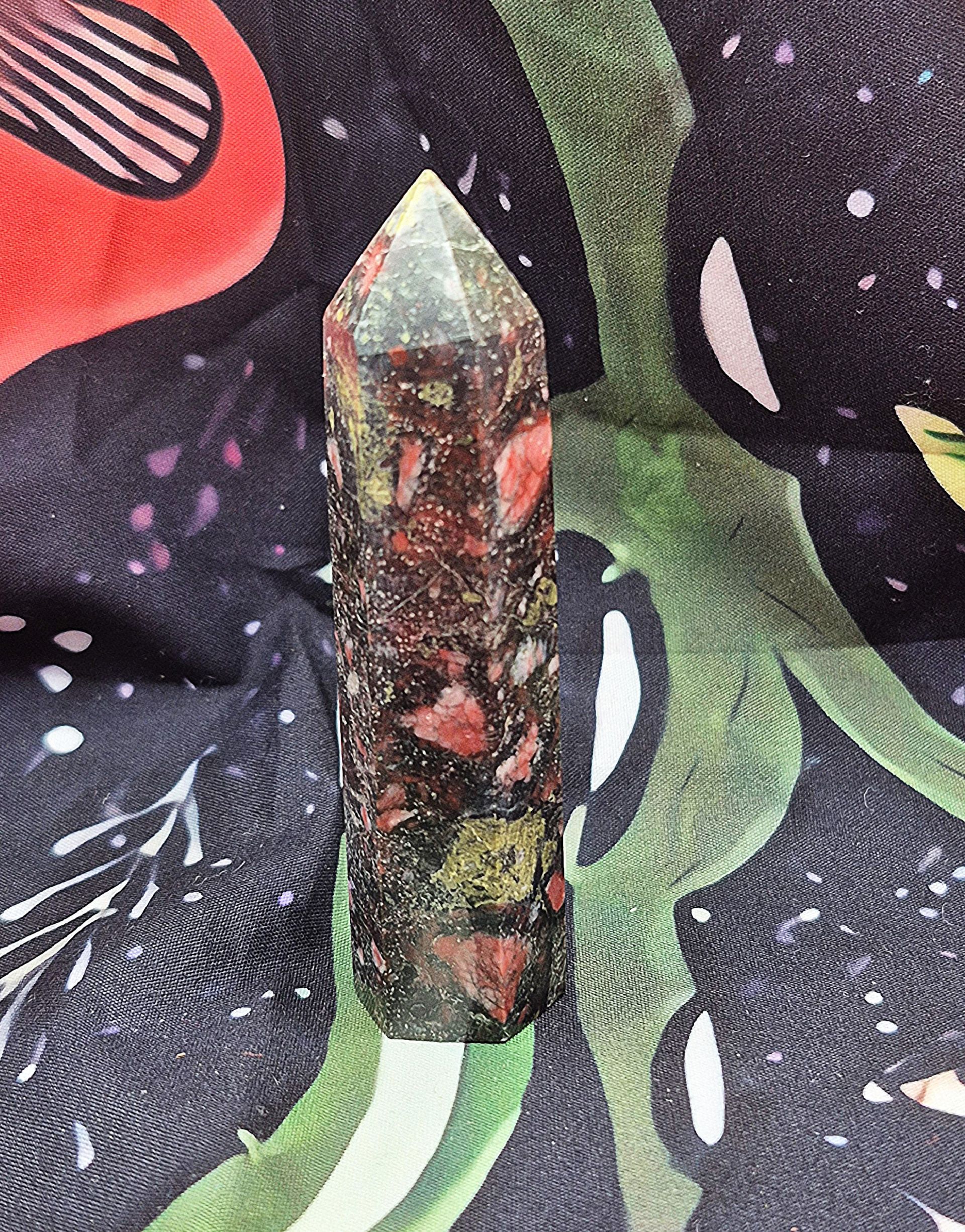 Plum Blossom Jasper Crystal Tower