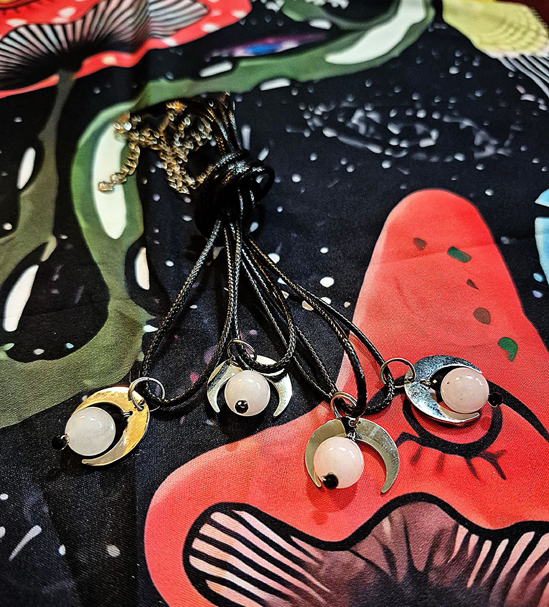 White Chalcedony Moon Charm