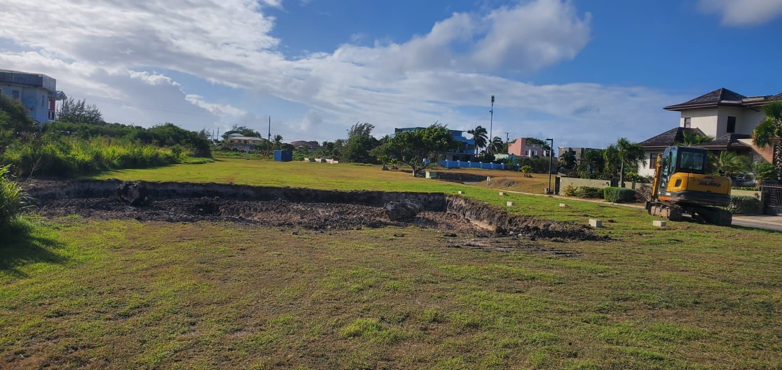 excavated hole in ground