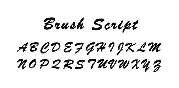 Custom engraving, option -  Brush Script font.