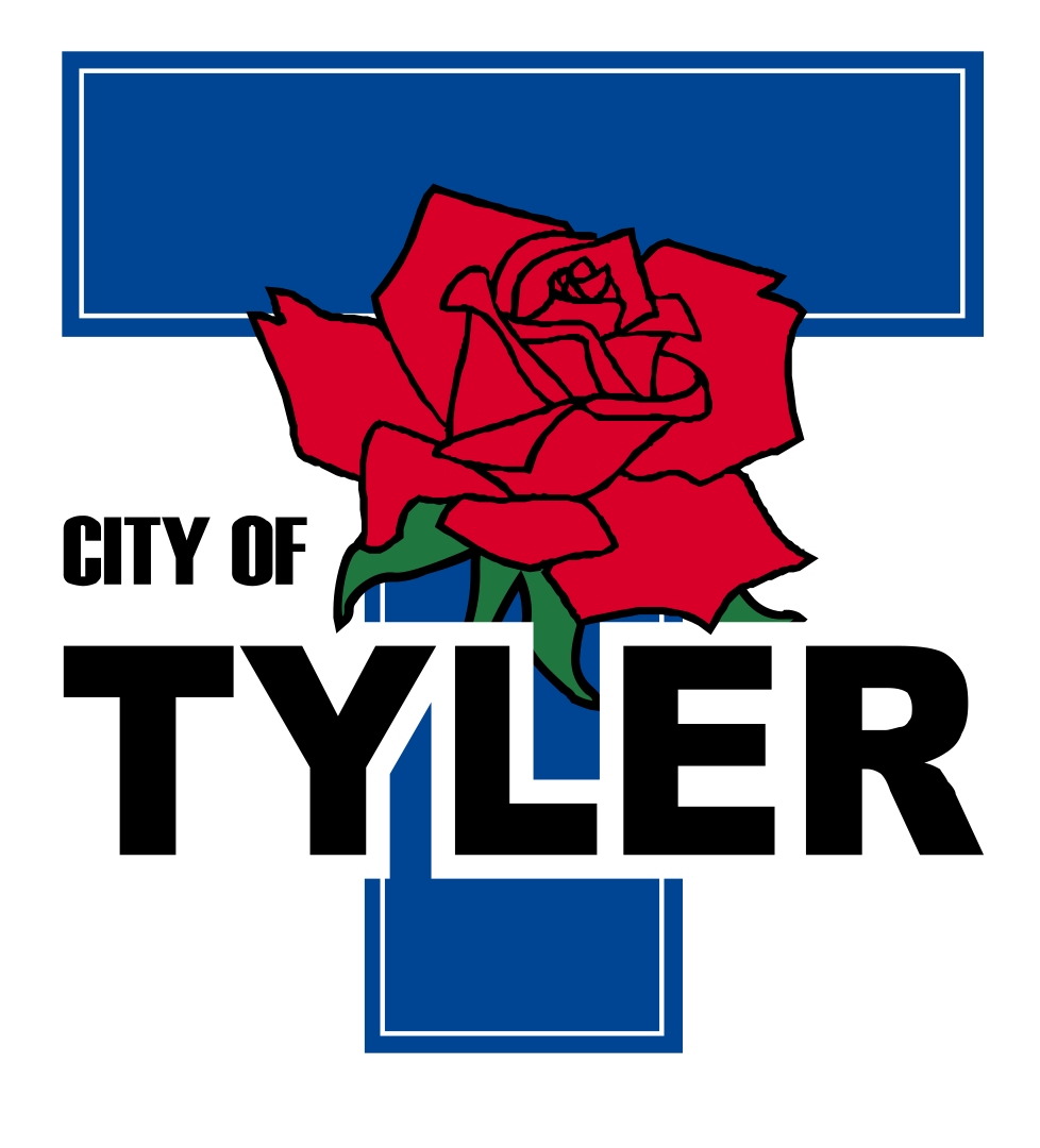 A logo for the city of tyler with a red rose