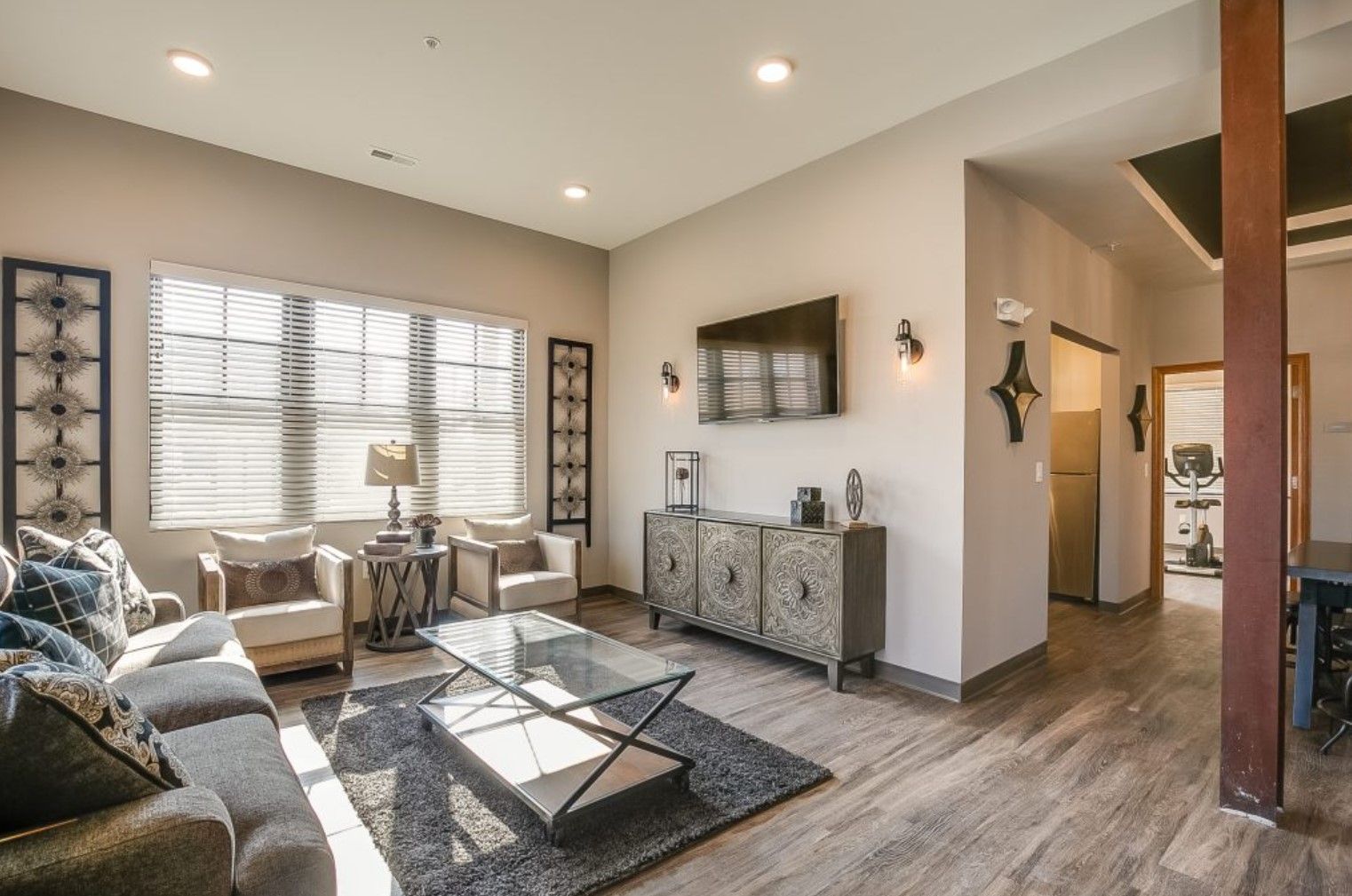 A VMC Lofts Livingroom of a 1-bedroom loft apartment in Kenosha, WI