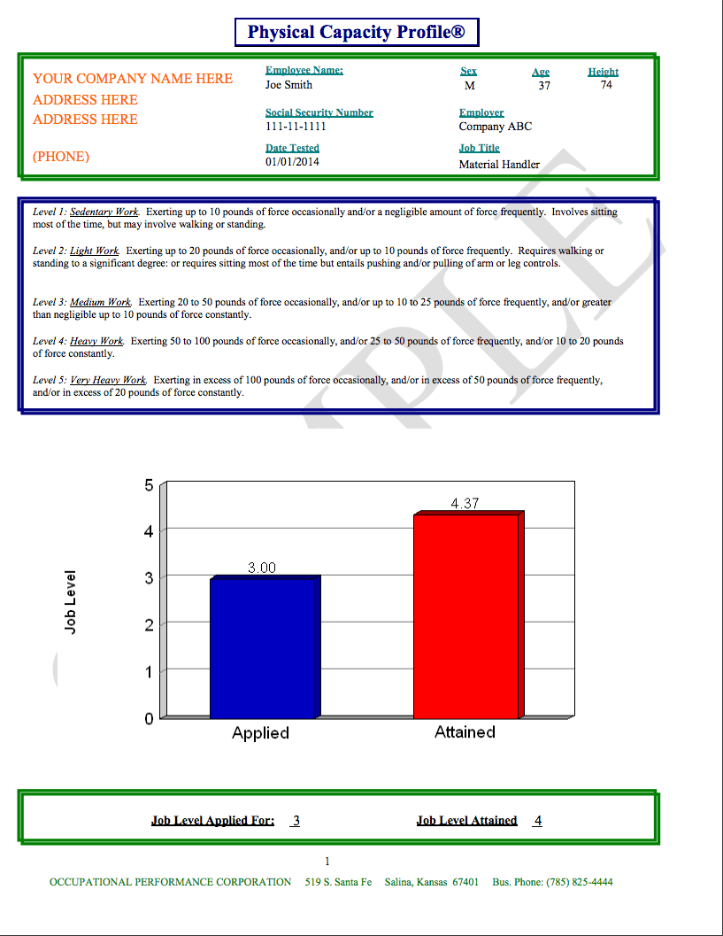 Physical Capacity Test Report sample