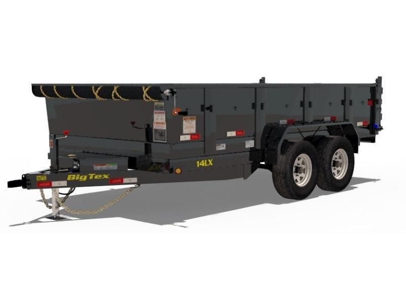Gray Big Tex I40X dump trailer with dual wheels.