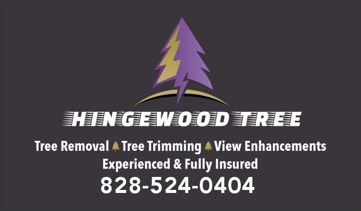 A logo for hingewood tree tree removal tree trimming view enhancements