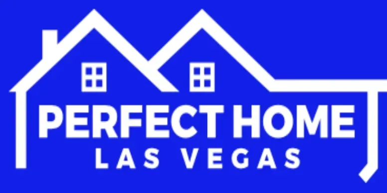 Perfect home las vegas logo on a blue background