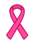 A pink ribbon is crossed over each other on a white background.
