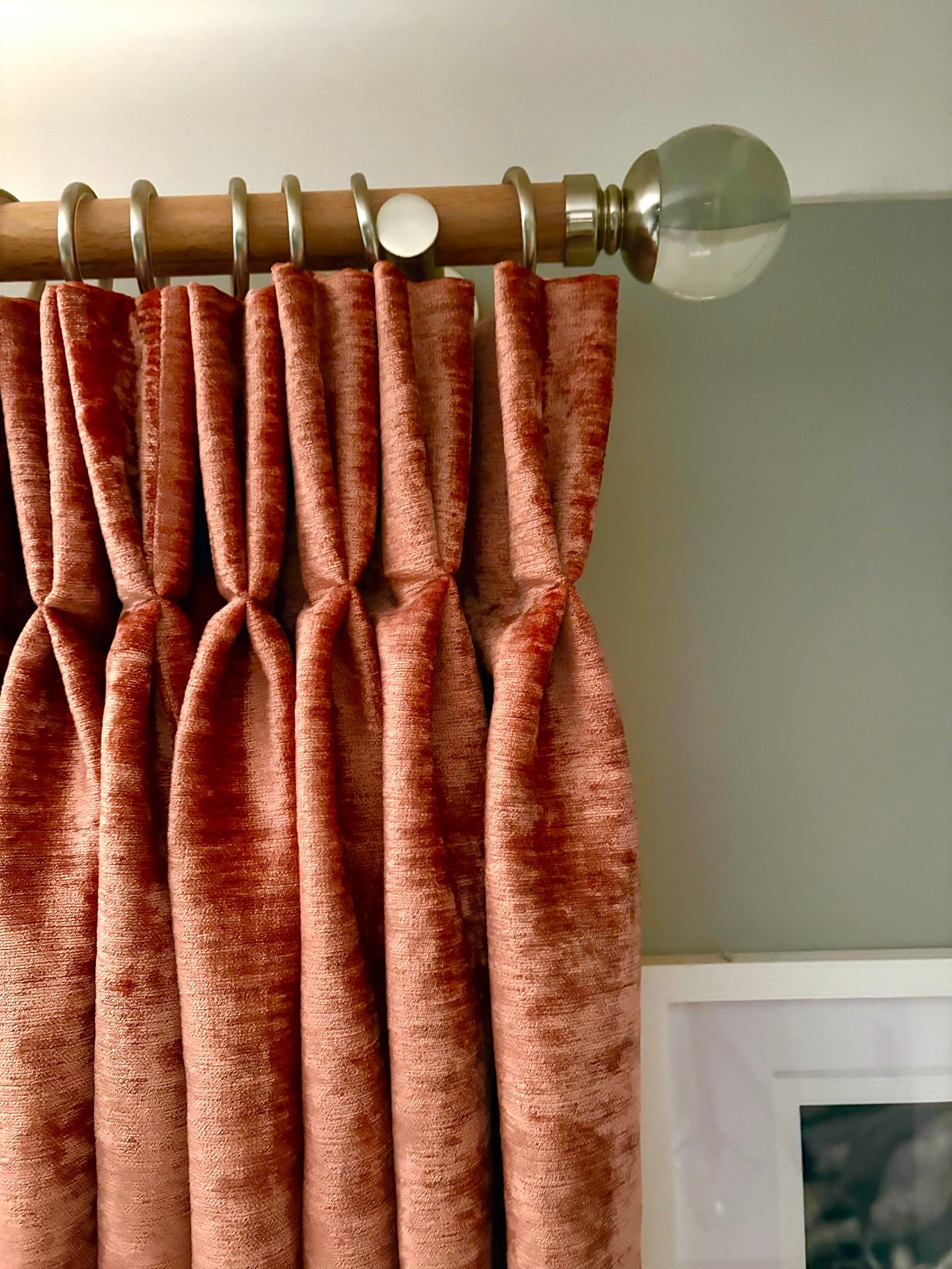 sunset coloured twin pleat curtain