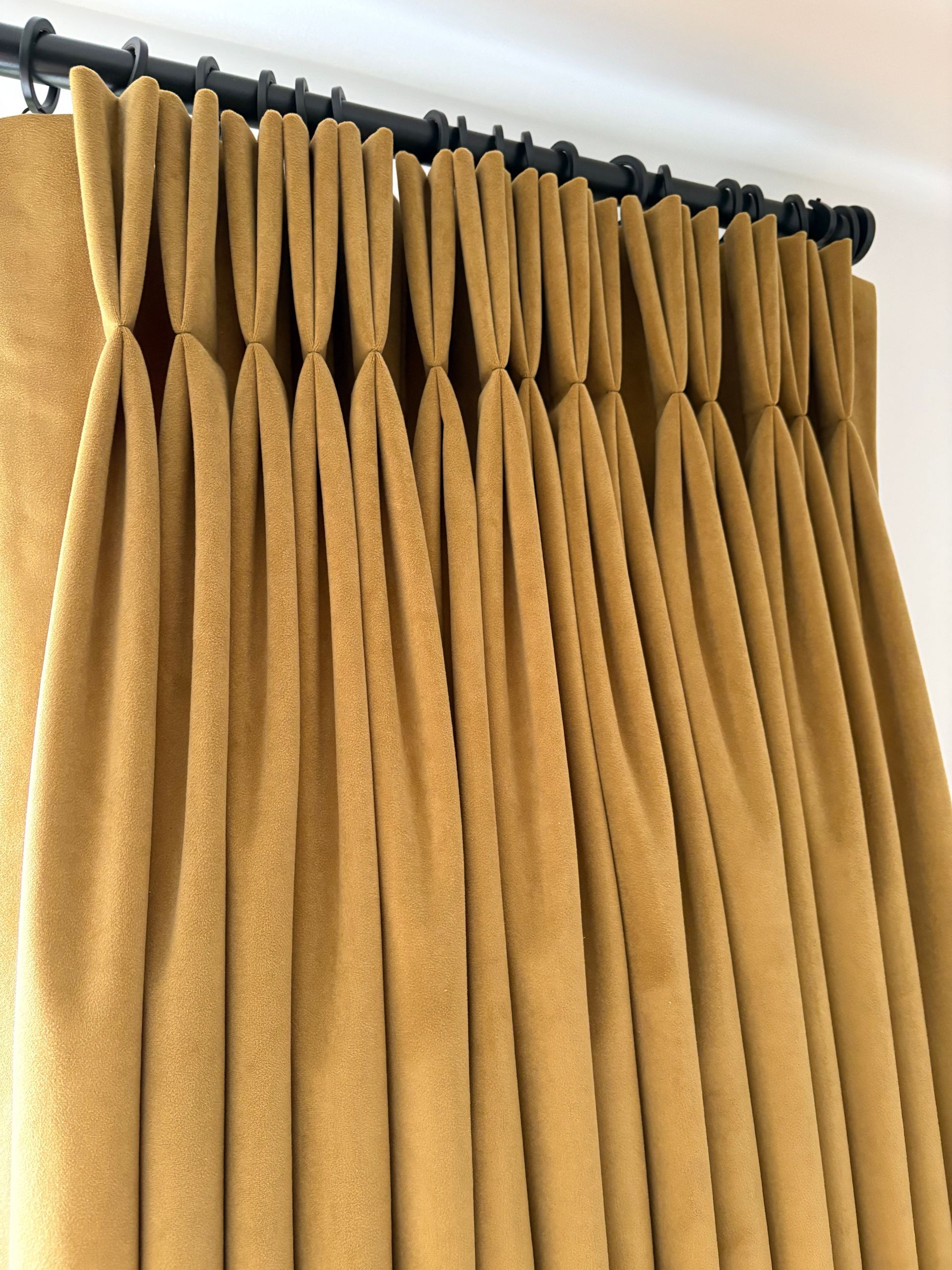 Mustard Twin pleat curtains