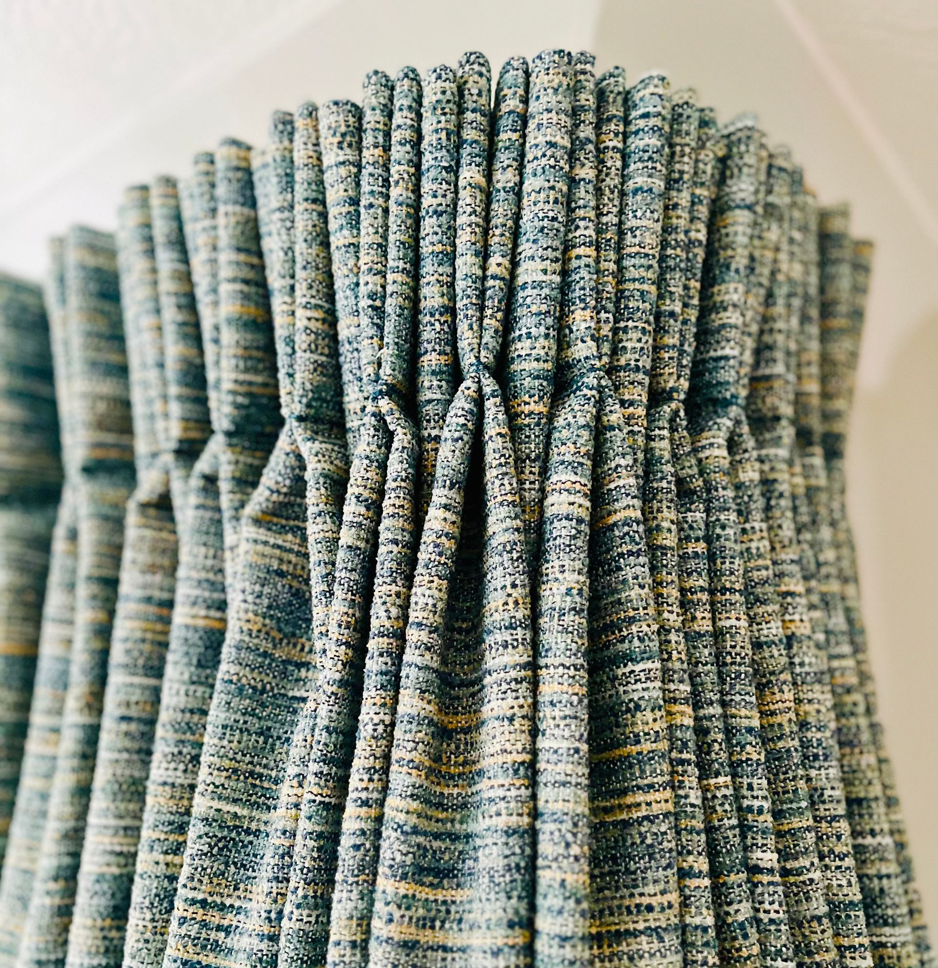 Twin pleat curtain close up
