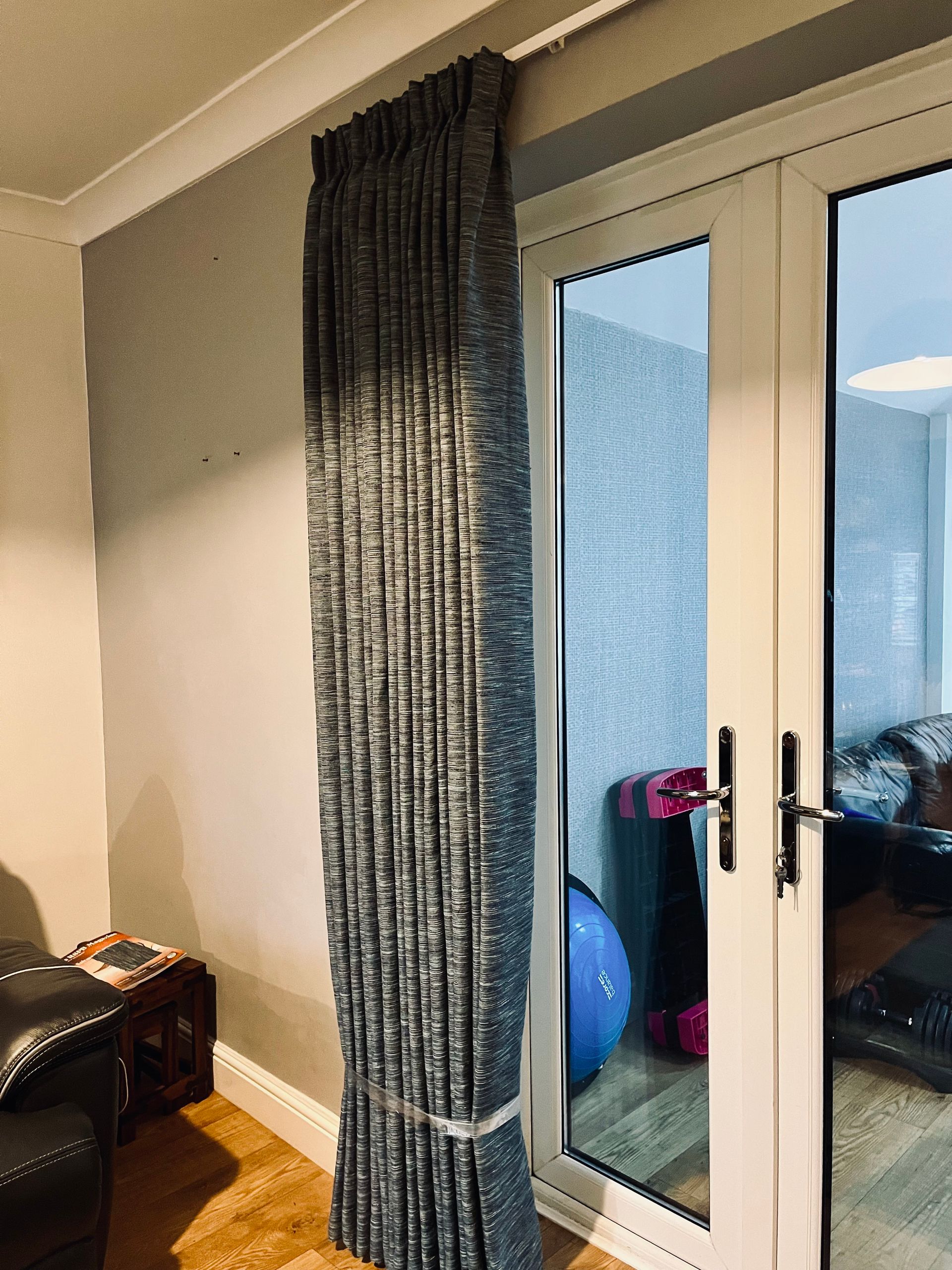 Pencil pleat door curtain