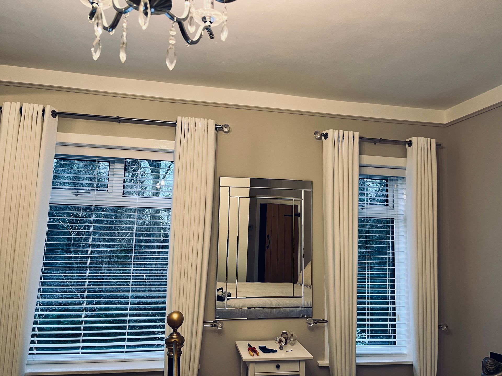 White eyelet curtains