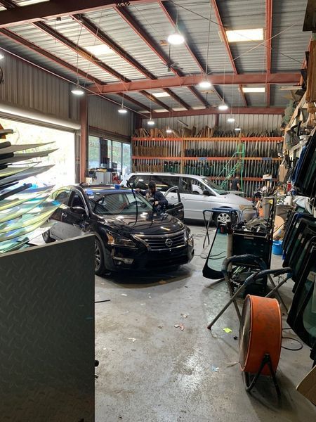 Inside auto glass shop