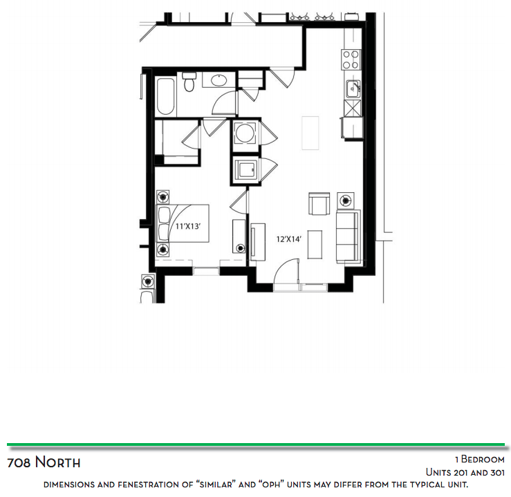 1 Bedroom - Units 201 and 301