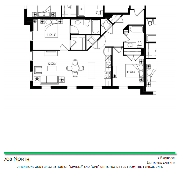 2 Bedroom - Units 205 and 305