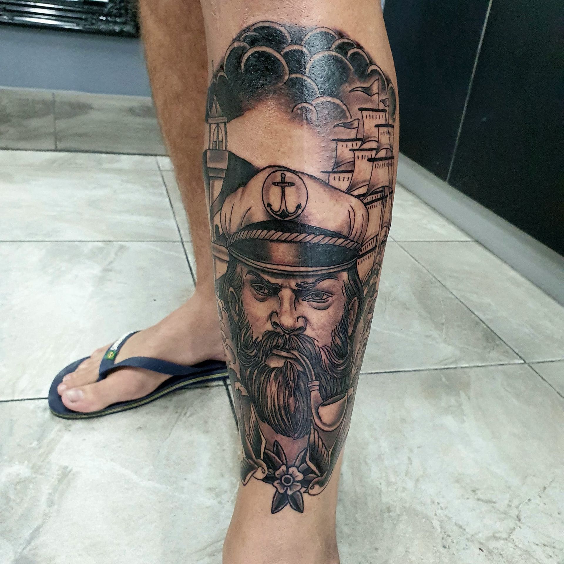 Tattoo of a Bearded Captain in a Cap — Whitsunday Tattooing Airlie Beach in Proserpine, QLD
