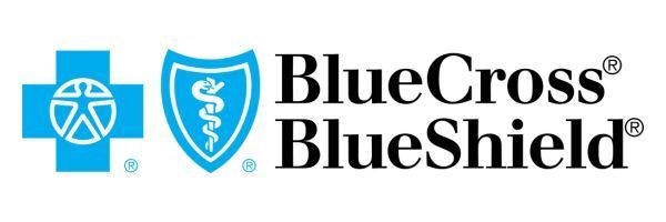 Blue Cross Blue Shield logo: blue cross and shield symbols with company name.