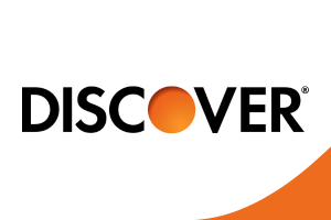 Discover logo with black text and an orange circle.