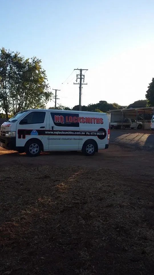 White Van Parked on Dirt — Nq Locksmiths In Kirwan, QLD