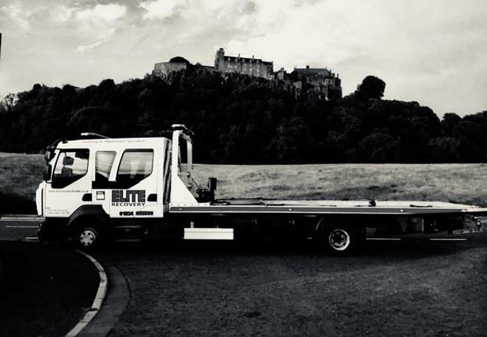 grayscale image of truck