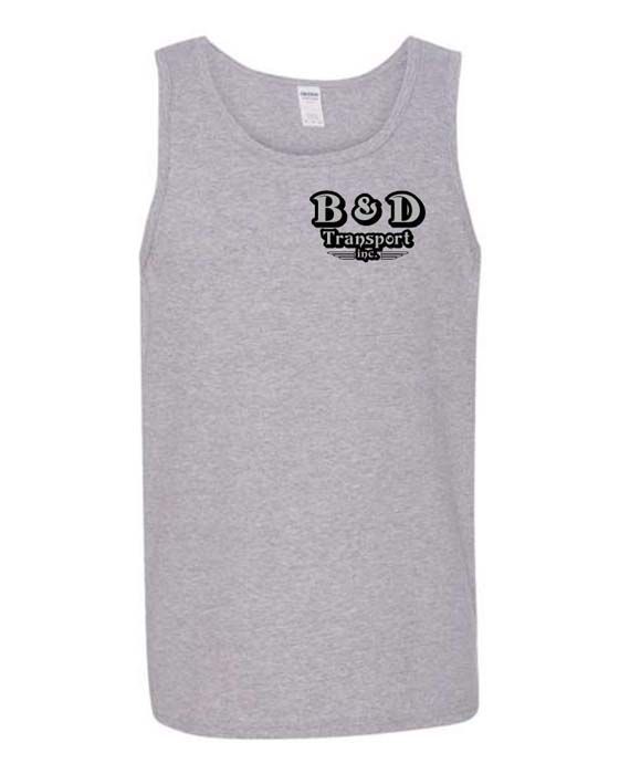 A grey tank top with the word bod on it