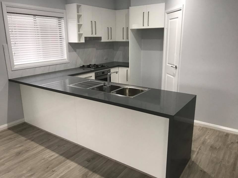 New White Kitchen with Dark Accents — Cabinet Makers In Tamworth, NSW