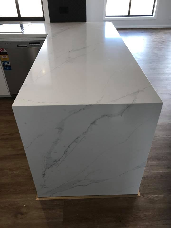 Kitchen White Marble Benchtop — Cabinet Makers In Tamworth, NSW