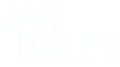 The logo for jan daley is blue and has a geometric design.