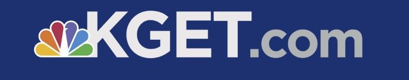 A logo for kget.com on a blue background