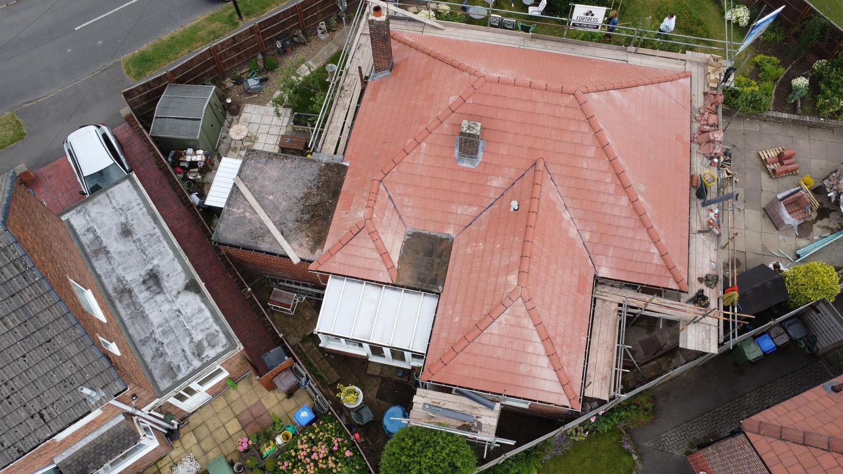 A picture of a hip roof replacement by Hightop Roofers Huddersfield
