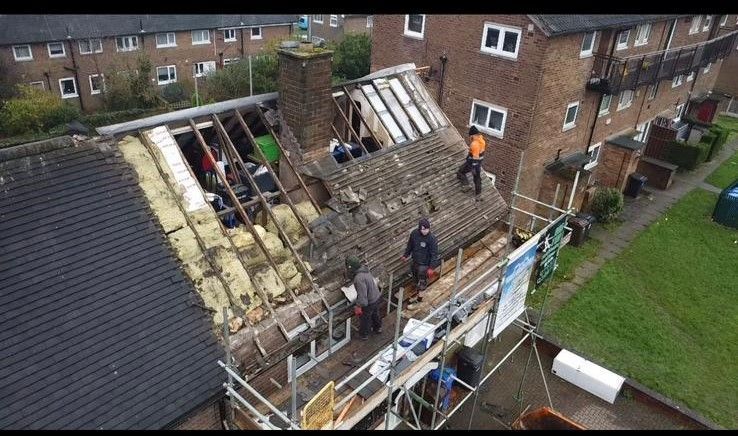 A picture of Hightop Roofers Huddersfield replacing a pitched roof