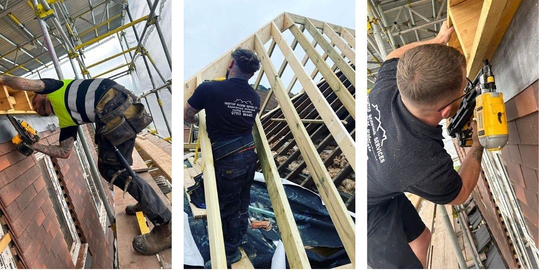 A picture of a new roof construction being carried out by Hightop Roofers Huddersfield