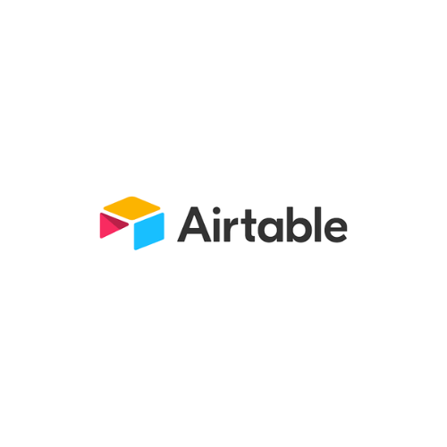 The airtable logo is a colorful cube on a white background.