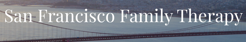 A logo for san francisco family therapy with a bridge in the background