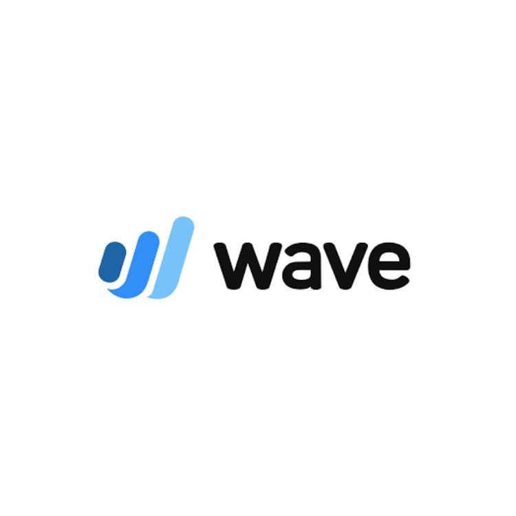 Blue wave-like logo next to the word "wave" in black.